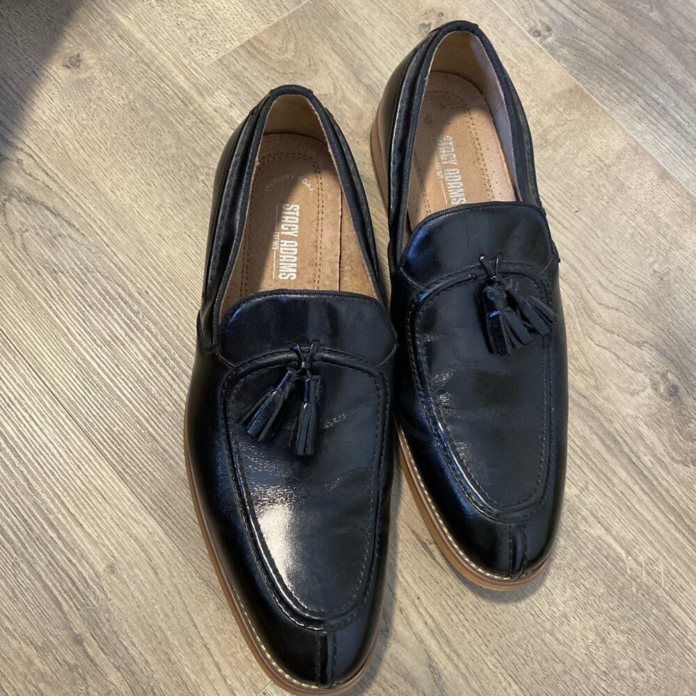 Stacy Adams Men’s Dress Shoes Size 9M Black Shiny Tassel Loafers